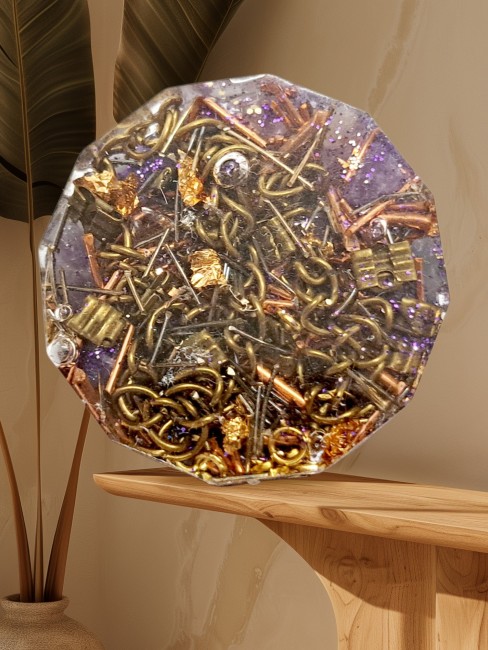 orgonite de poche amethyste, protection et lacher prise, cadeau noel unisexe, pierres naturelles
