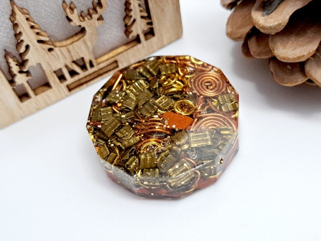 orgonite de poche rouge en cornaline pour cadeau unisexe de noel, anniversaire, pierres naturelles, fait mains