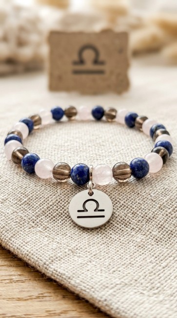 bracelet astrologique extensible en pierres naturelles quartz rose, quartz fumé et lapis pour la balance, cadeau noel maman, cadeau fete des mères, domidora bracelet astrologique extensible en pierres naturelles quartz rose, quartz fumé et lapis pour la balance, cadeau noel maman, cadeau fete des mères, domidora