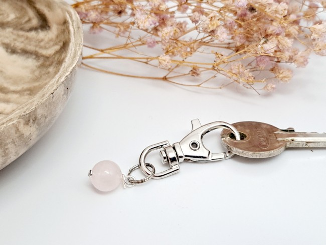 porte clé unisexe, cadeau noel ou anniversaire en acier et pierre naturelle