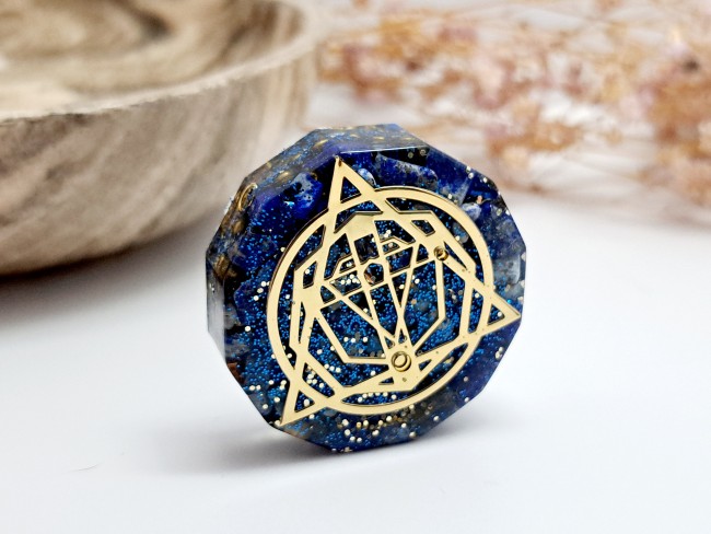 orgonite de poche protection bleue en lapis lazuli pour cadeau merci noel ou anniversaire