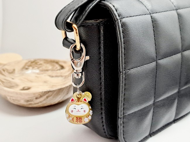 chat maneki neko doré et citrine, pour attirer la fortune et la richesse, cadeau unisexe, noel, anniversaire