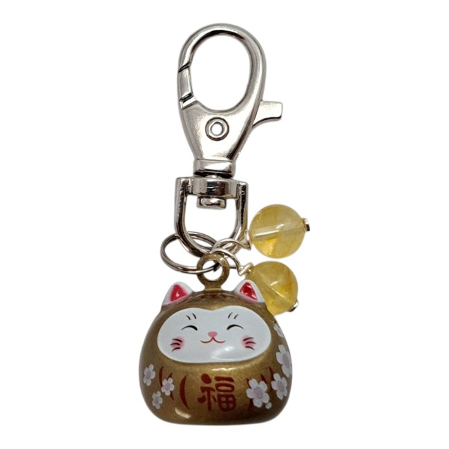 chat maneki neko doré et citrine, pour attirer la fortune et la richesse, cadeau unisexe, noel, anniversaire
