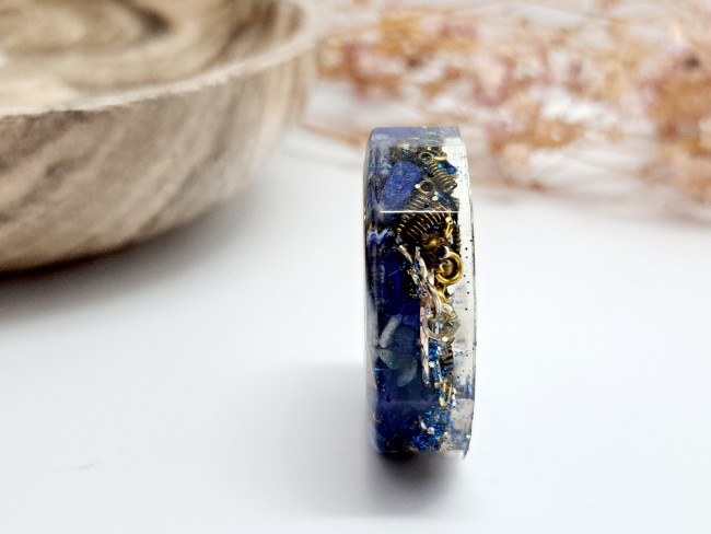 orgonite de poche protection bleue en lapis lazuli pour cadeau merci noel ou anniversaire