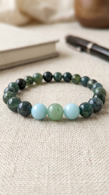 bracelets distance pour cadeau couple en pierres naturelles aventurine et agate mousse, cadeau elle et lui, séparation, domidora bracelets distance pour cadeau couple en pierres naturelles aventurine et agate mousse, cadeau elle et lui, séparation, domidora