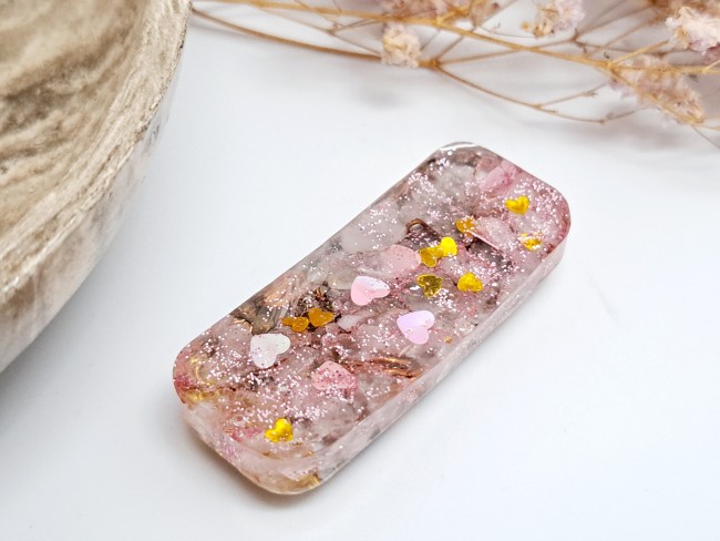 orgonite de poche protection en quartz rose pour cadeau merci noel ou anniversaire