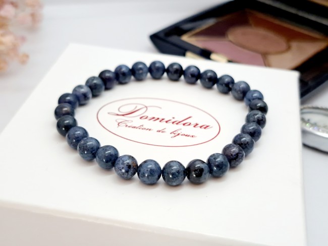 bracelet pour la confiance en soi en pierres naturelles bleues dumortierite, cadeau dame noel