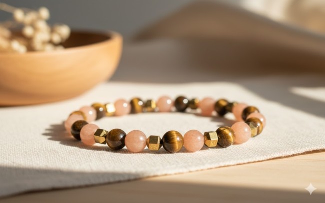 bracelet pierre de soleil et oeil de tigre, pierres naturelles de protection contre le stress, cadeau noel ou fete des mères fait mains bracelet pierre de soleil et oeil de tigre, pierres naturelles de protection contre le stress, cadeau noel ou fete des mères fait mains