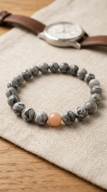 bracelet distance couple separation pierre soleil et jaspe pour elle et lui, pour lui et lui, pour elle et elle, cadeau unisexe domidora