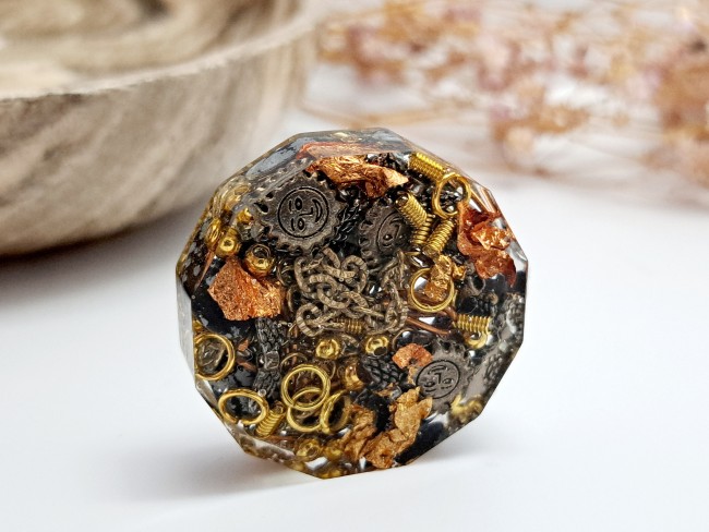 orgonite de poche protection obsidienne flocon pour cadeau merci noel ou anniversaire