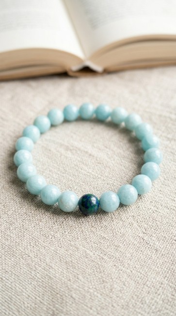 bracelets distance en pierres naturelles cadeau pour elle et lui pour une séparation longue durée en azurite et amazonite, cadeau couple