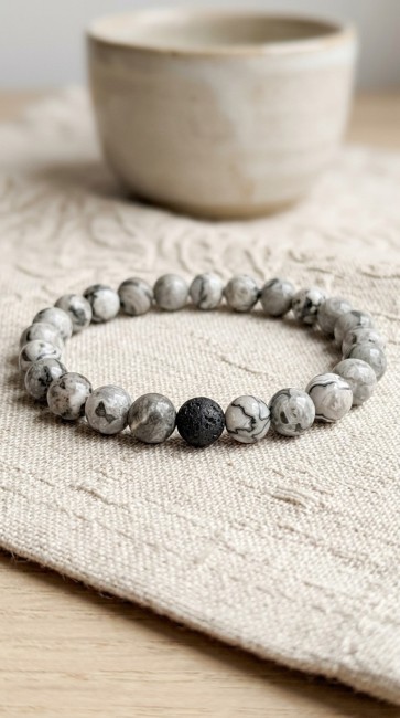 bracelets de couple, de séparation longue distance pour cadeau gays, lesbiennes, couple, en jaspe et pierre de lave, cadeau noel pour elle et lui