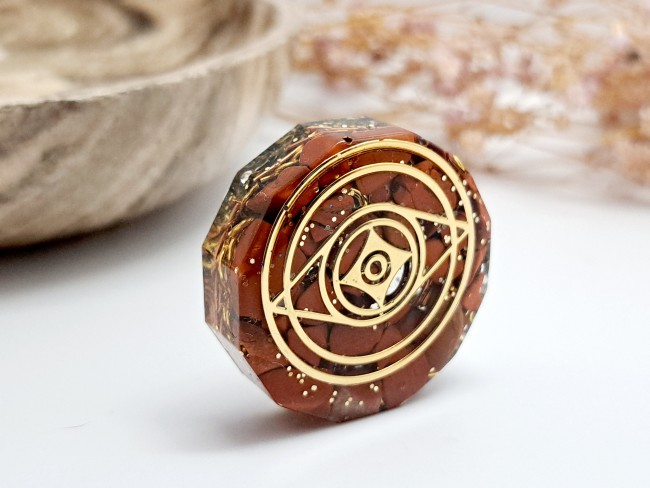orgonite de poche rouge en cornaline pour cadeau unisexe de noel, anniversaire, pierres naturelles, fait mains