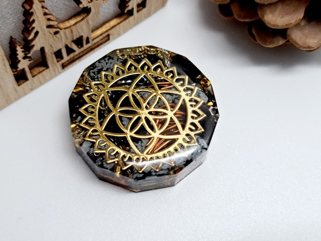orgonite de poche protection obsidienne flocon pour cadeau merci noel ou anniversaire