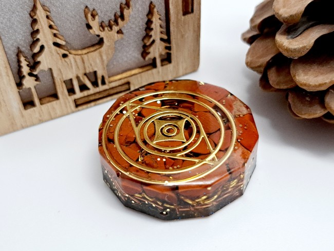 orgonite de poche rouge en cornaline pour cadeau unisexe de noel, anniversaire, pierres naturelles, fait mains