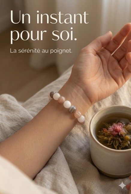 bracelet extensible en pierre de soleil, agate du Botswana et howlite, cadeau fete des mères, cadeau noel amie bracelet extensible en pierre de soleil, agate du Botswana et howlite, cadeau fete des mères, cadeau noel amie