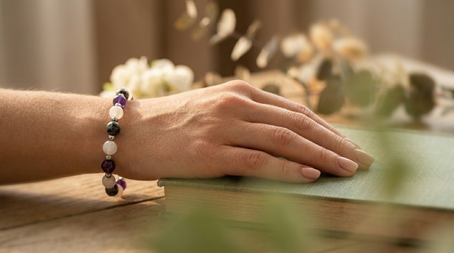 bracelet fibromyalgie en pierres naturelles, cadeau dame fete des mères, anniversaire, noel