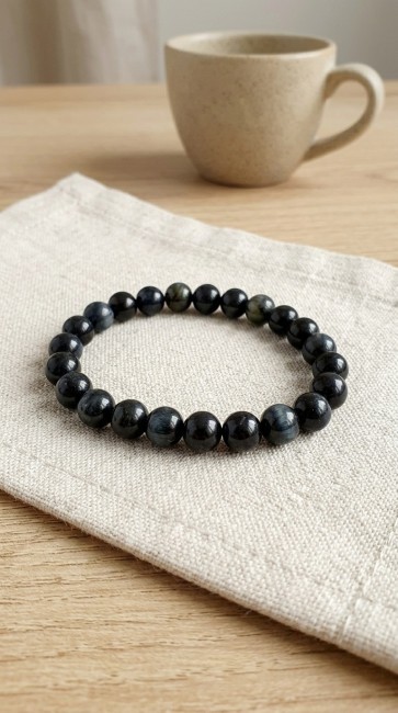 bracelet extensible en pierres naturelles oeil de faucon domidora