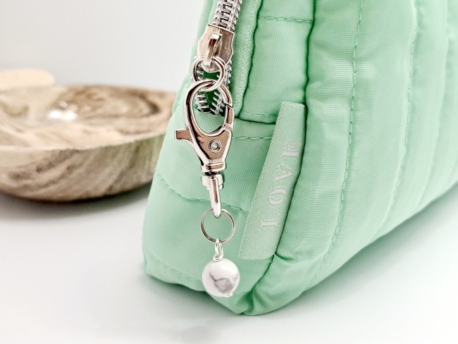 porte clé unisexe, cadeau noel ou anniversaire en acier et pierre naturelle