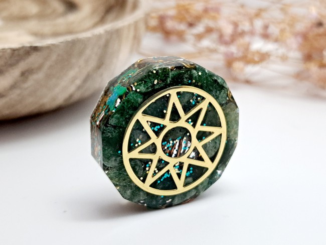 orgonite de poche verte en aventurine, cadeau unisexe noel, anniversaire, gestion colère, protection