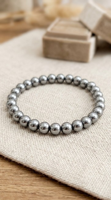 bracelet extensible en pierres naturelles hematite chakra racine cadeau fete des mères, cadeau noel maman, cadeau unisexe, domidora