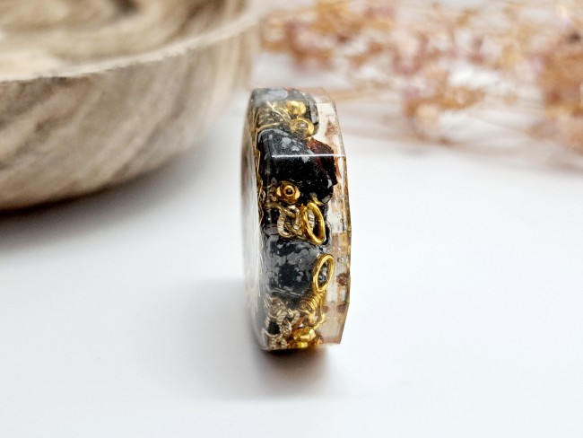 orgonite de poche protection obsidienne flocon pour cadeau merci noel ou anniversaire