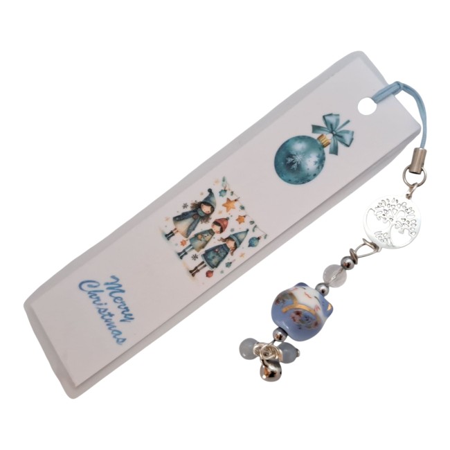 marque page maneki neko chat porte bonheur bleu, cadeau Noel pas cher