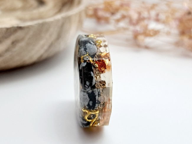 orgonite de poche protection obsidienne flocon pour cadeau merci noel ou anniversaire