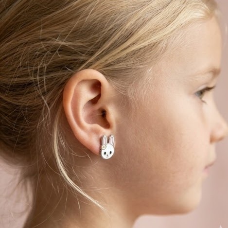 boucles d'oreilles enfant en forme de lapin acier inoxydable