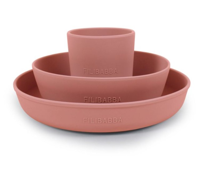 coffret repas bébé ventousé rose