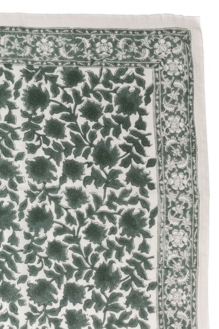 detail-motif-floral-foulard-femme-coton-block-print-indien-100x100-serena-vert-kaki-bloomie