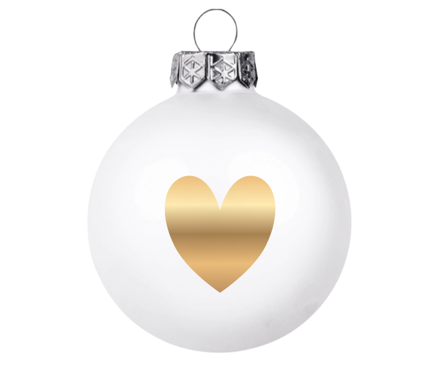 victor (10) boule de noel en verre coeur doré