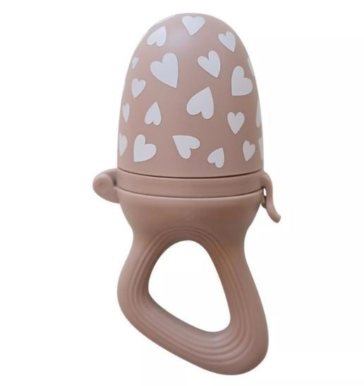 Tétine grignoteuse Zakuw Fall in Love taupe rose avec cœurs