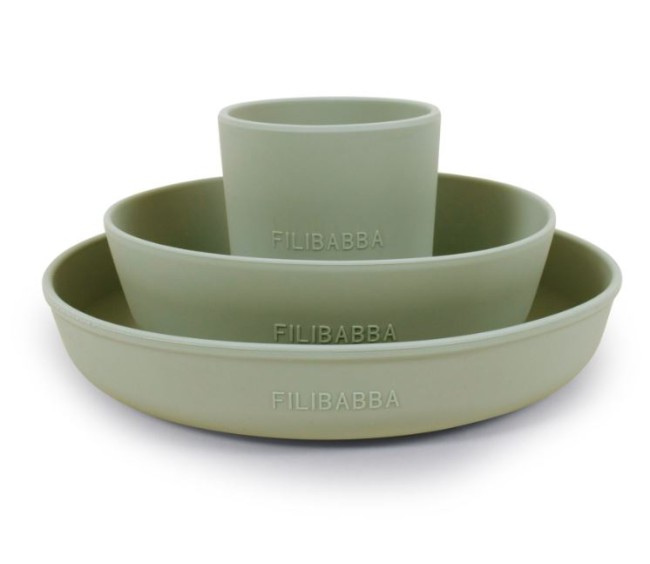set repas bebe silicone ventouse vert