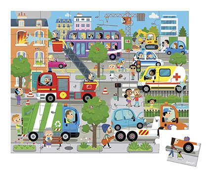 Puzzle City Janod – 36 pièces – vie urbaine – jeu éducatif enfant – Lilie & Co