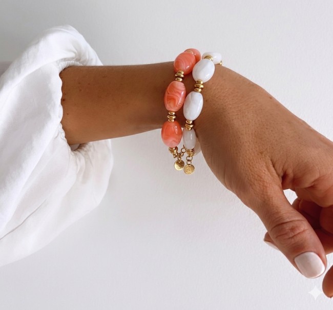 Bracelet Célestine – corail et doré