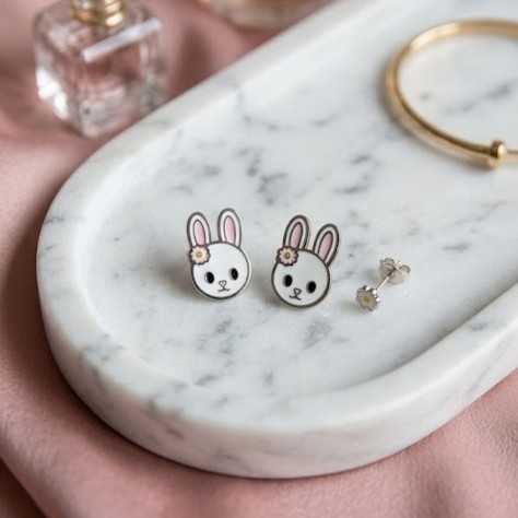 boucles d'oreilles enfant en forme de lapin acier inoxydable