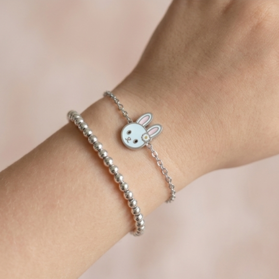 Bracelet enfant lapin en acier inoxydable