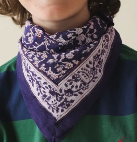 Petit foulard indien - Bhopal violet / bleu nuit - So Family