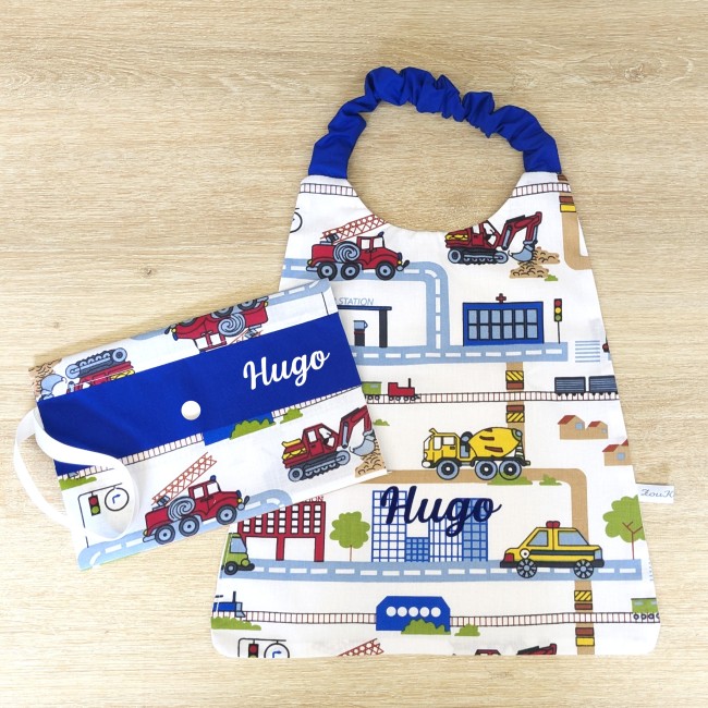 Serviette de table personnalisable elastiquée pour enfant en coton...