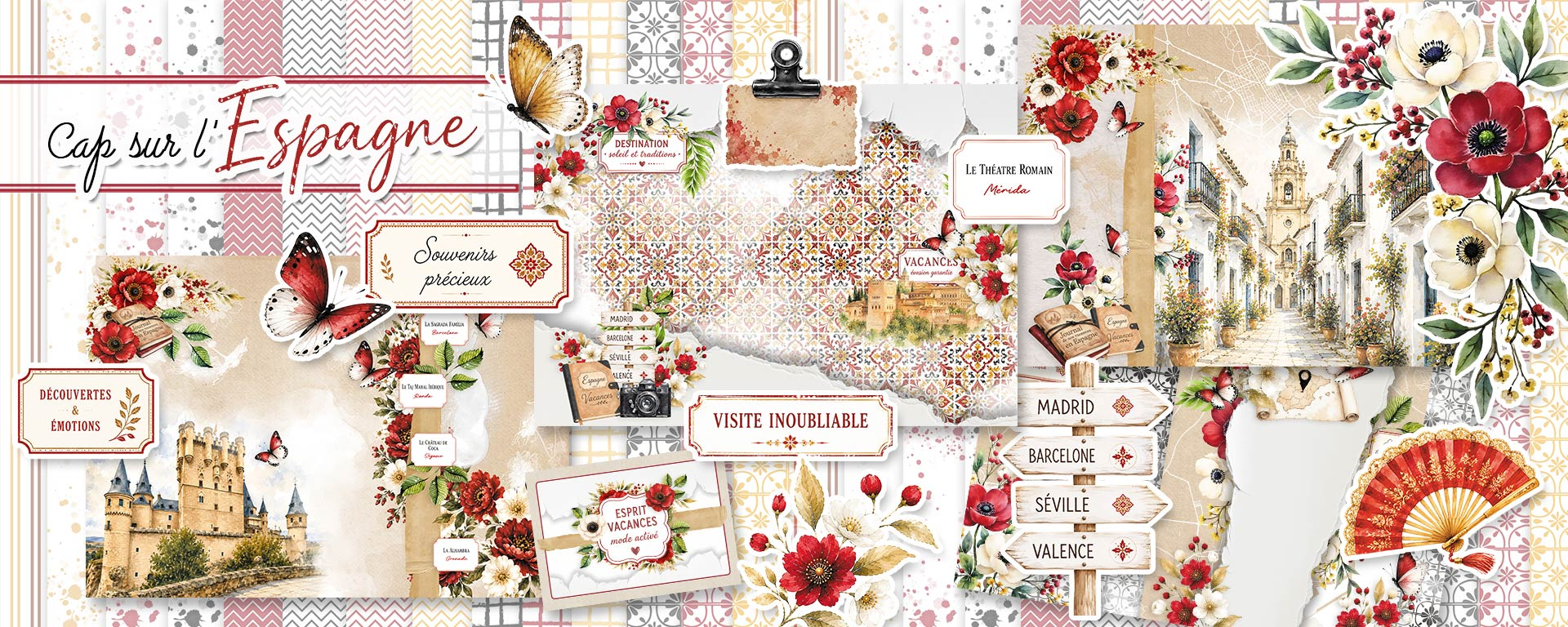 collection numérique de scrap  florale, été, pivoine, bleu, plage