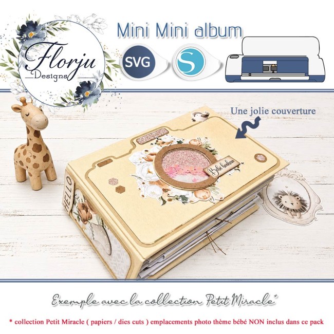 mini-album-scrapbooking-svg-cricut-silhouette (1) Mini album scrapbooking réalisé avec des fichiers de découpe SVG compatibles Cricut, Silhouette Cameo et Brother ScanNCut, couverture apapreil photo