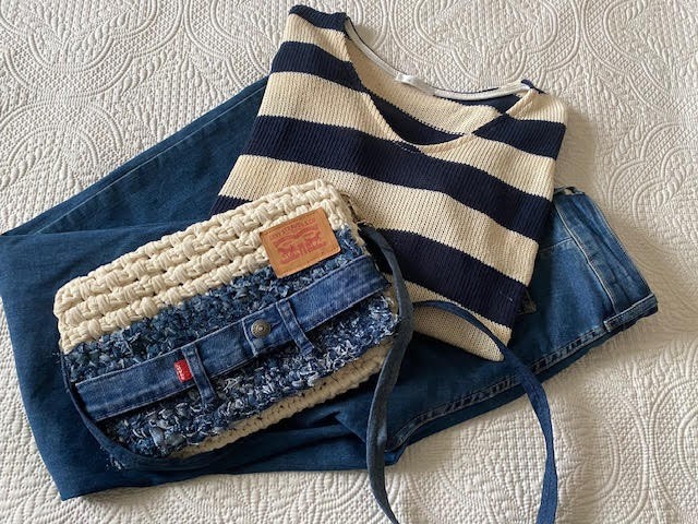 Sac pochette bandoulière gamme denim