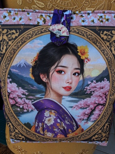 pochette bandoulière geisha kimono violet 2