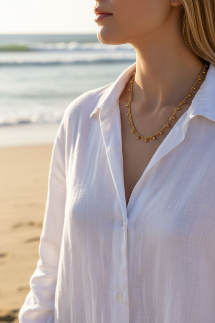 Collier petites billes dorées