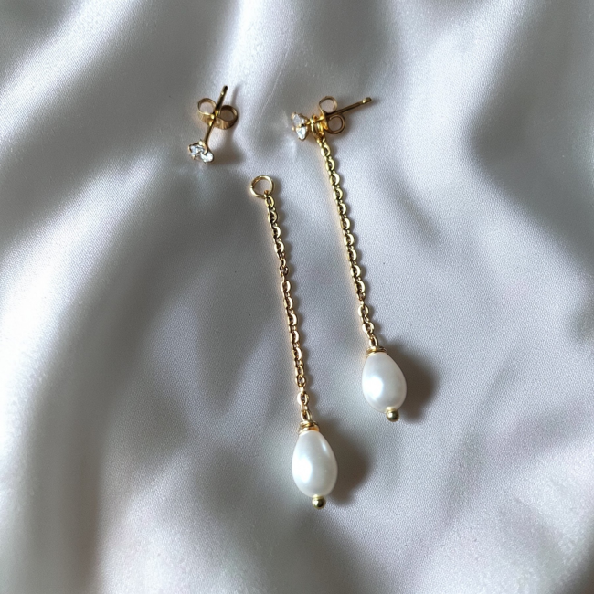 Pendantes perles nacrées blanches