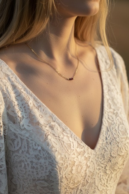 Collier perles grenat