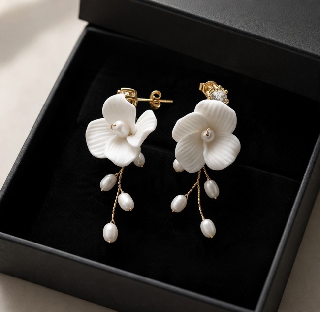 Aube- pendantes fleurs porcelaine