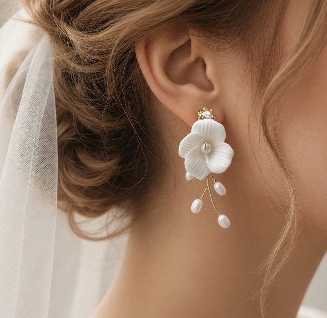 Aube- pendantes fleurs porcelaine 3