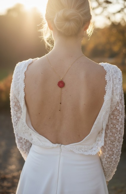 Collier de dos fleuri bordeaux 1